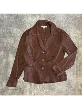Y2k 6 Degrees Pinstripe Ruffled Jacket